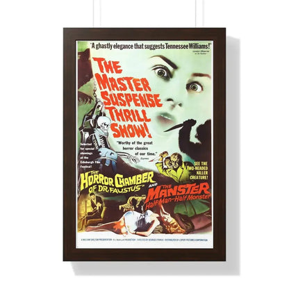 THE HORROR CHAMBER OF DR FAUSTUS (EYES WITHOUT A FACE) + THE MANSTER 1959 - Framed Movie Poster 16″ x 24″ Walnut - The Sticker Space