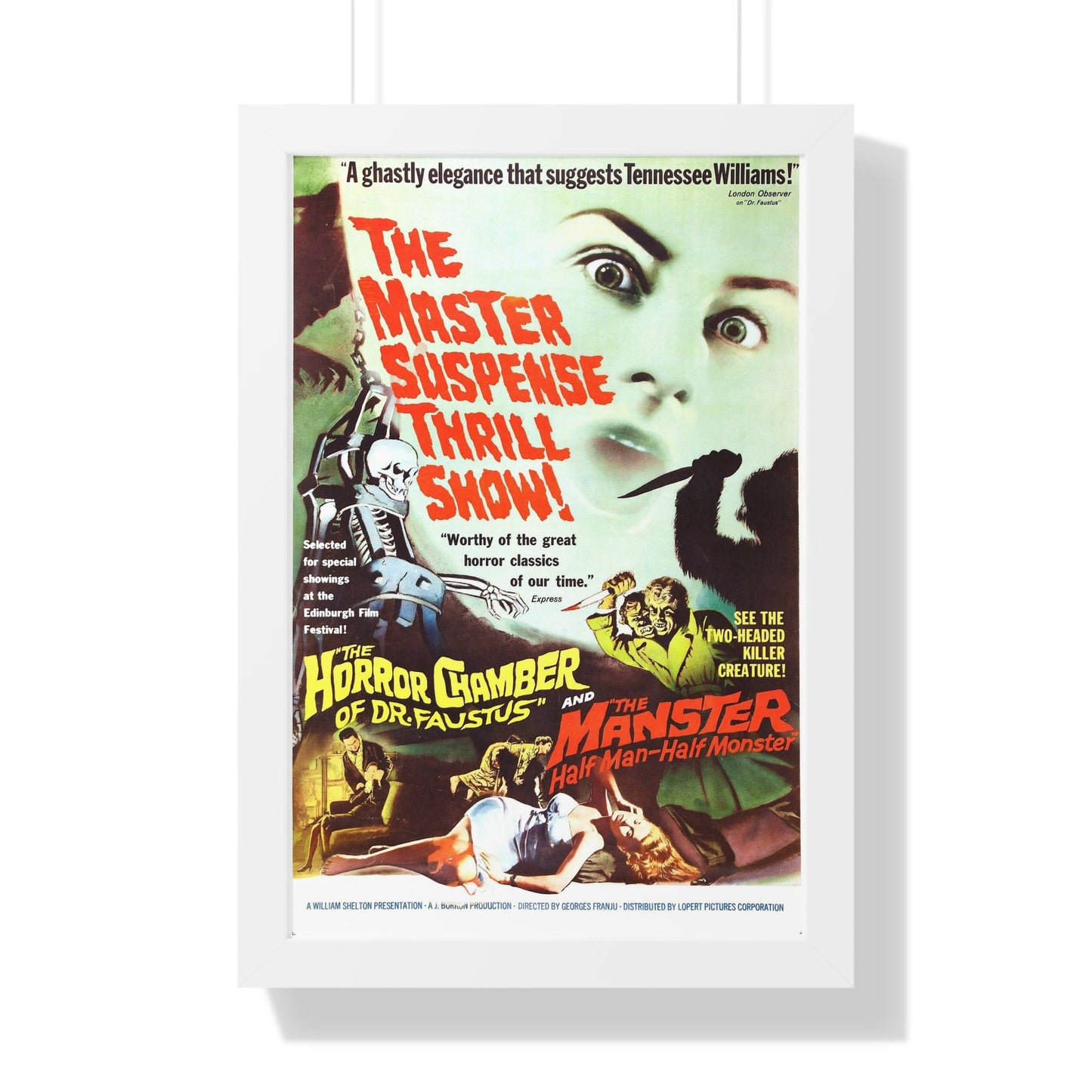 THE HORROR CHAMBER OF DR FAUSTUS (EYES WITHOUT A FACE) + THE MANSTER 1959 - Framed Movie Poster-16″ x 24″-The Sticker Space