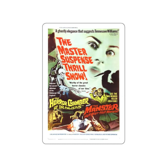 THE HORROR CHAMBER OF DR FAUSTUS (EYES WITHOUT A FACE) + THE MANSTER 1959 Movie Poster STICKER Vinyl Die-Cut Decal 2 Inch - The Sticker Space