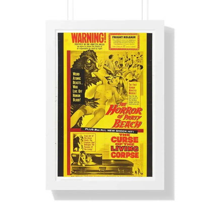 THE HORROR OF PARTY BEACH + THE CURSE OF THE LIVING CORPSE 1964 - Framed Movie Poster 16″ x 24″ White - The Sticker Space