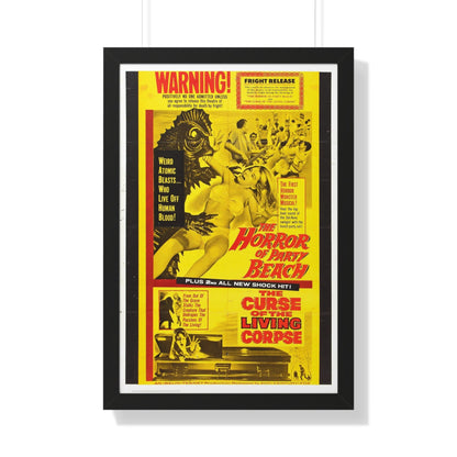 THE HORROR OF PARTY BEACH + THE CURSE OF THE LIVING CORPSE 1964 - Framed Movie Poster-20" x 30"-The Sticker Space