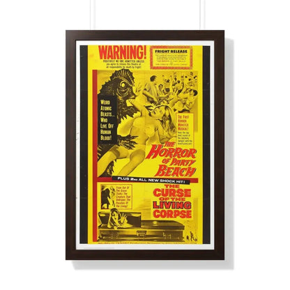 THE HORROR OF PARTY BEACH + THE CURSE OF THE LIVING CORPSE 1964 - Framed Movie Poster 20" x 30" Walnut - The Sticker Space
