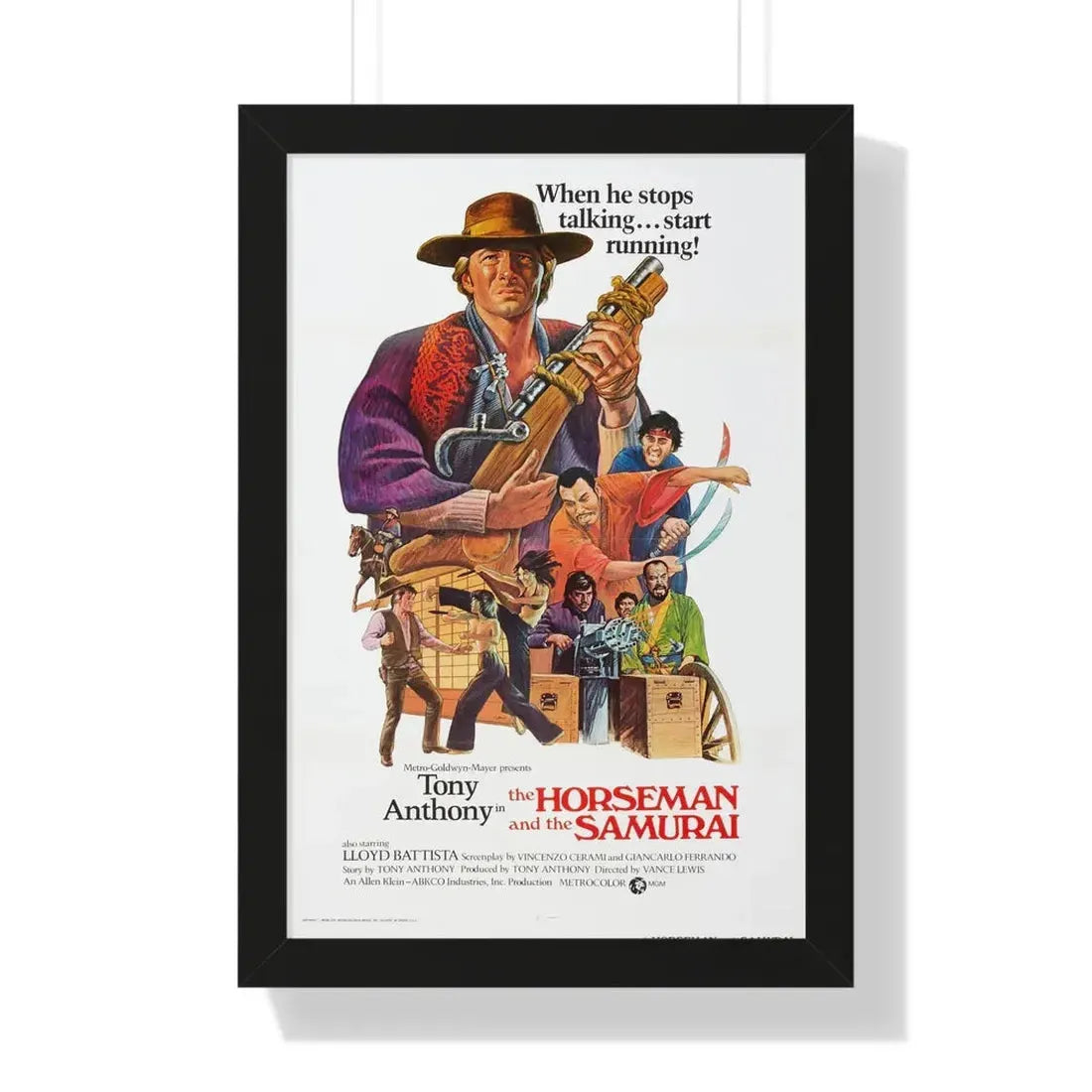 THE HORSEMAN AND THE SAMURAI (THE SILENT STRANGER) 1968 - Framed Movie Poster 16″ x 24″ Black - The Sticker Space