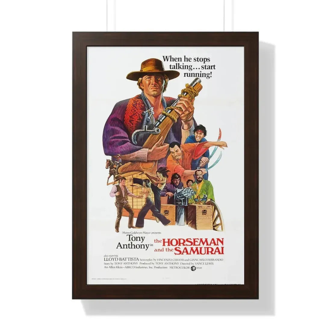 THE HORSEMAN AND THE SAMURAI (THE SILENT STRANGER) 1968 - Framed Movie Poster 16″ x 24″ Walnut - The Sticker Space