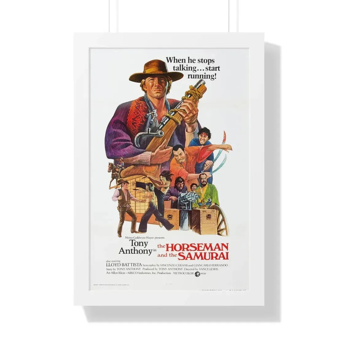 THE HORSEMAN AND THE SAMURAI (THE SILENT STRANGER) 1968 - Framed Movie Poster 16″ x 24″ White - The Sticker Space