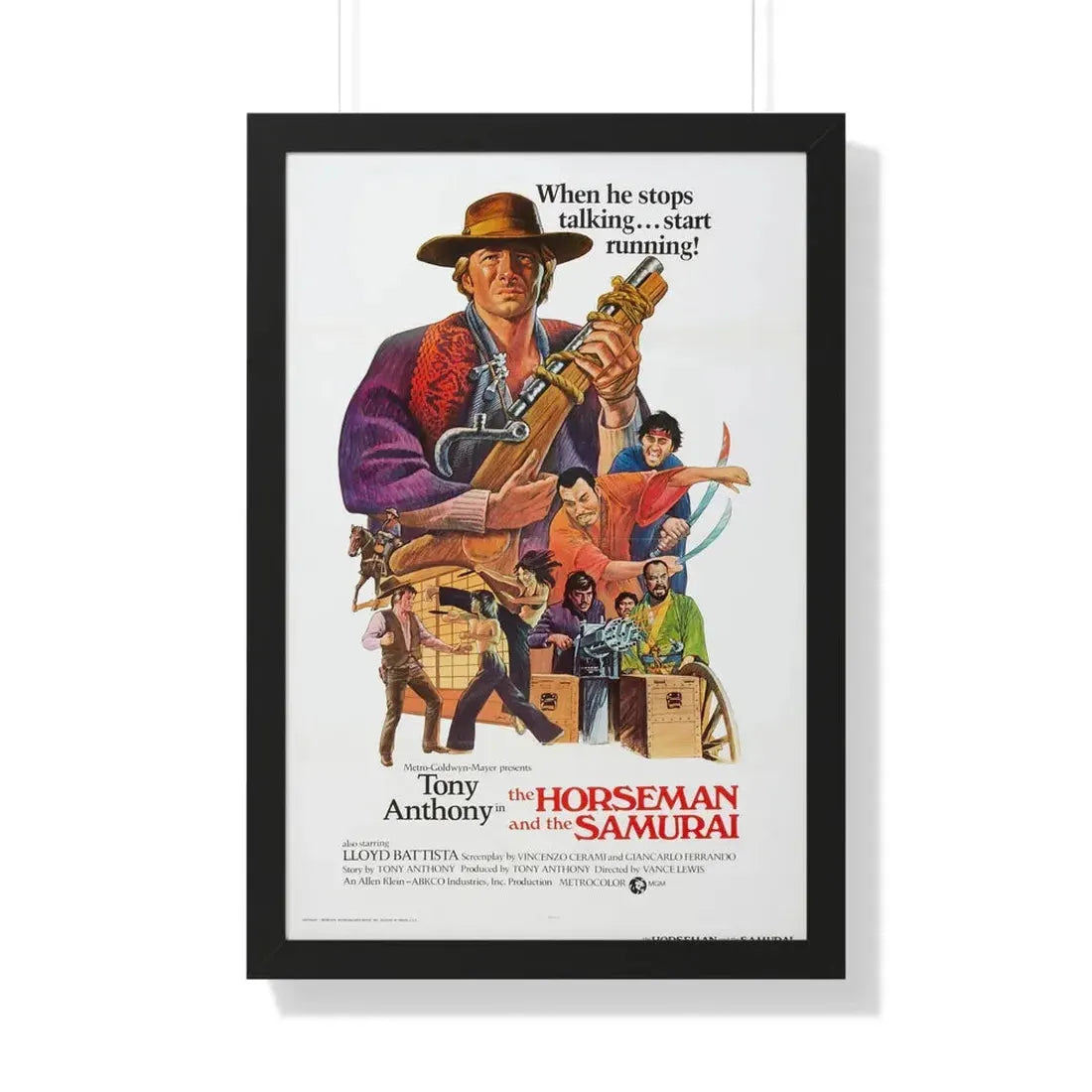 THE HORSEMAN AND THE SAMURAI (THE SILENT STRANGER) 1968 - Framed Movie Poster 20" x 30" Black - The Sticker Space