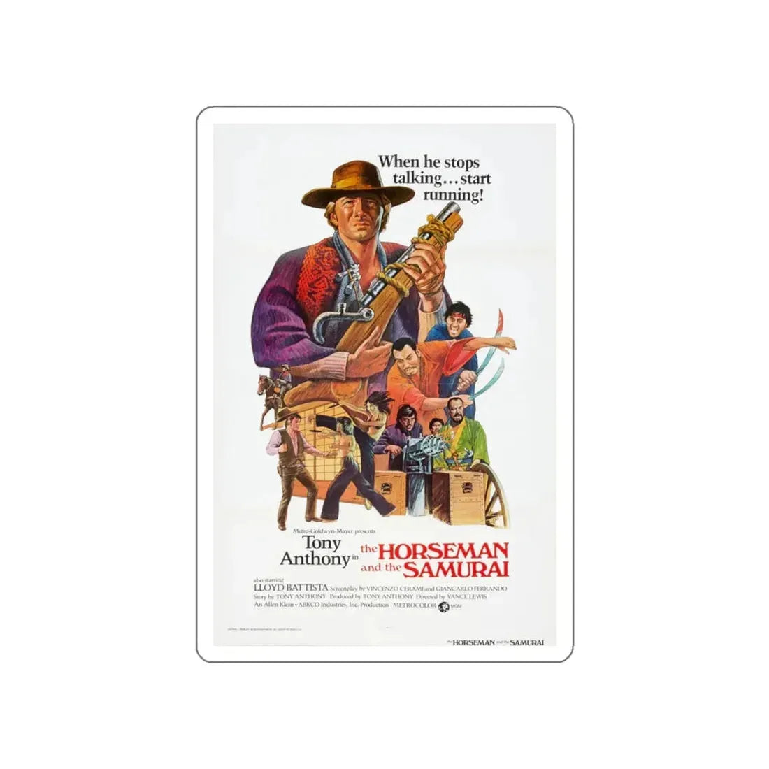 THE HORSEMAN AND THE SAMURAI (THE SILENT STRANGER) 1968 Movie Poster STICKER Vinyl Die-Cut Decal 6 Inch - The Sticker Space