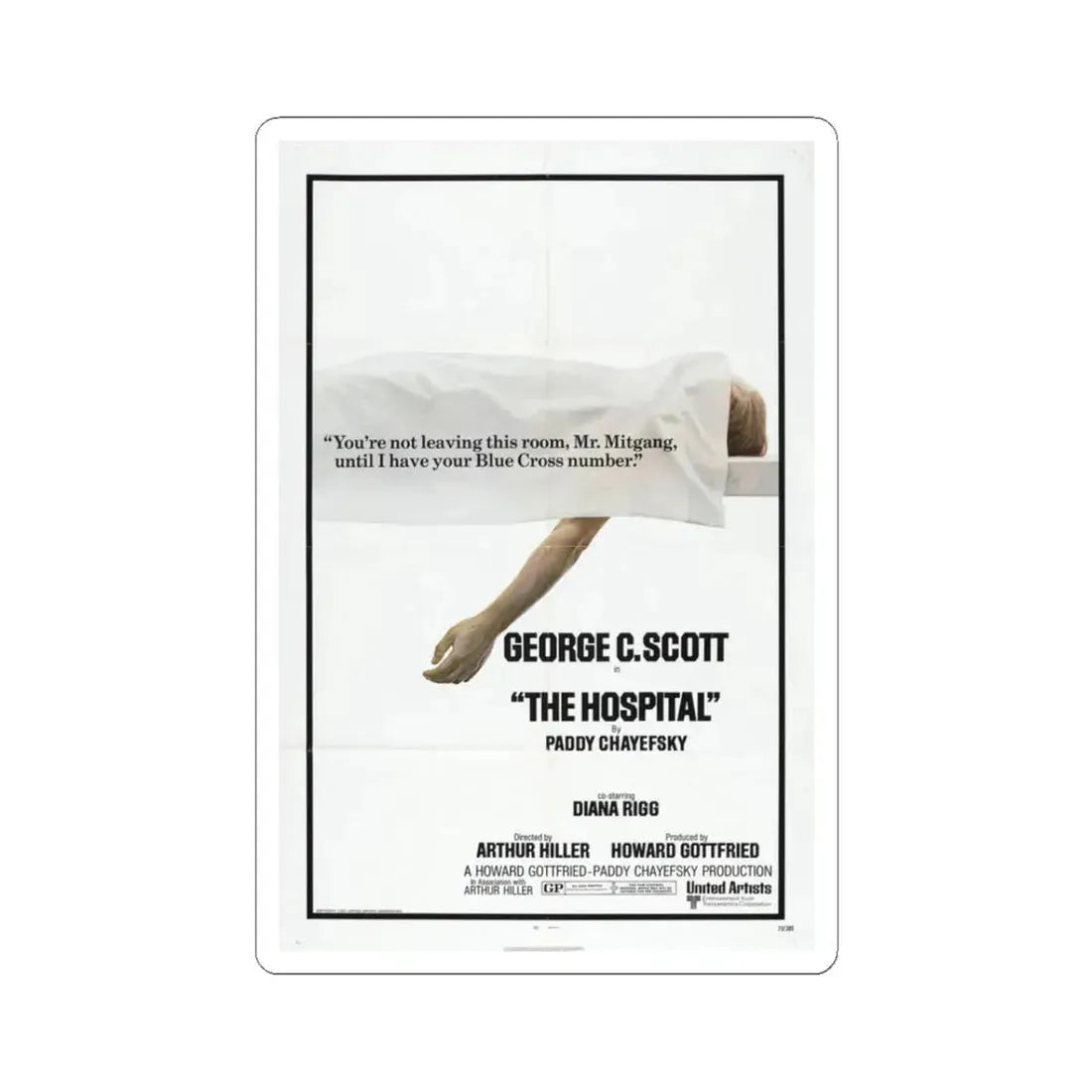 The Hospital 1971 Movie Poster - STICKER Vinyl Kiss-Cut Decal 3 Inch White - The Sticker Space