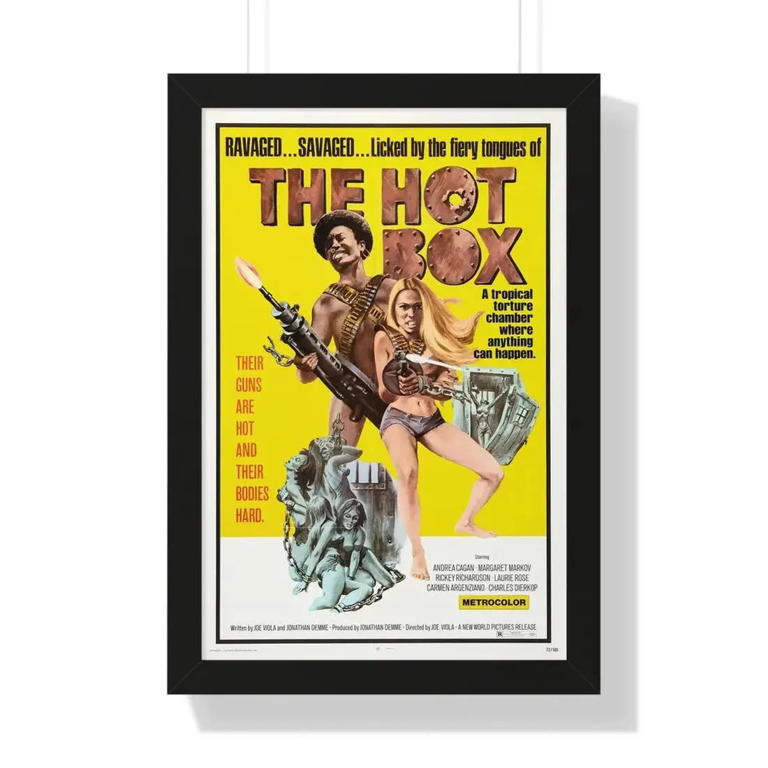 THE HOT BOX 1972 - Framed Movie Poster 16″ x 24″ Black - The Sticker Space
