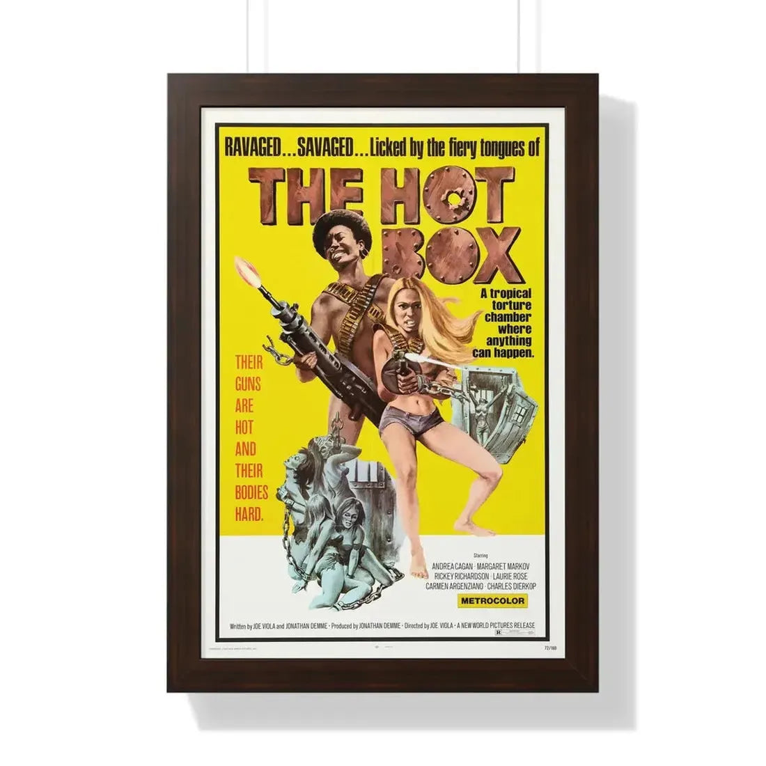 THE HOT BOX 1972 - Framed Movie Poster 16″ x 24″ Walnut - The Sticker Space
