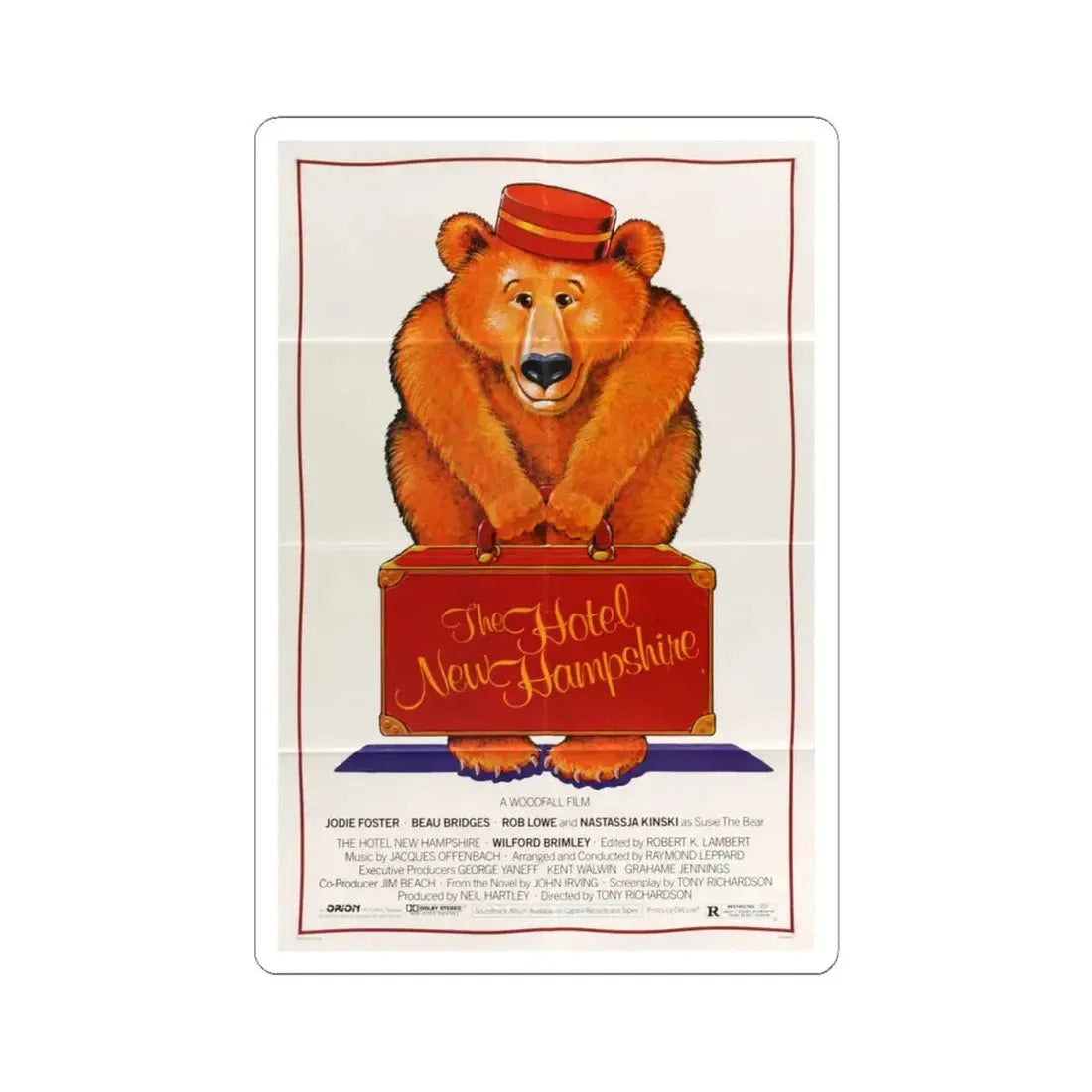 The Hotel New Hampshire 1984 Movie Poster - STICKER Vinyl Kiss-Cut Decal 4 Inch White - The Sticker Space