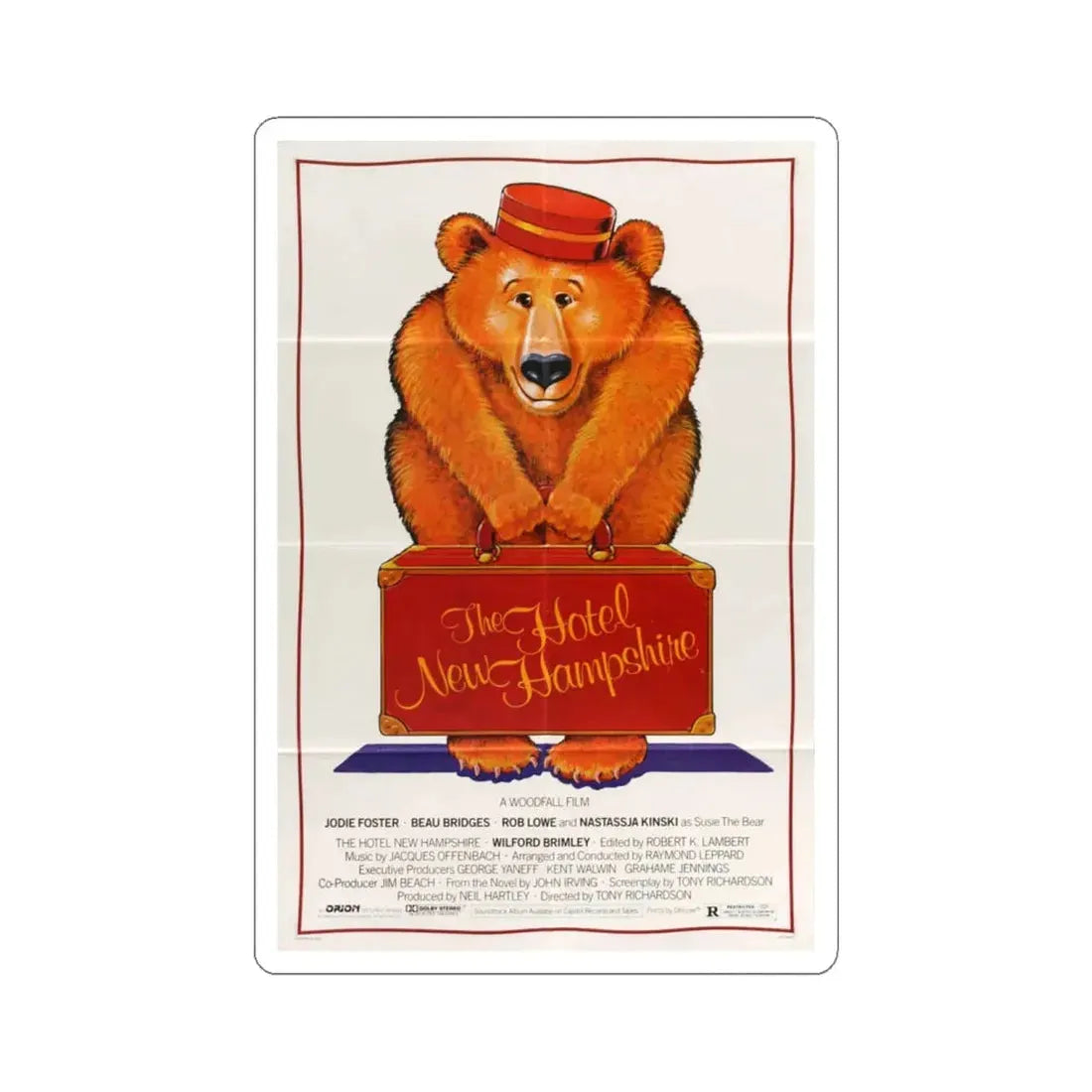The Hotel New Hampshire 1984 Movie Poster - STICKER Vinyl Kiss-Cut Decal 6 Inch White - The Sticker Space