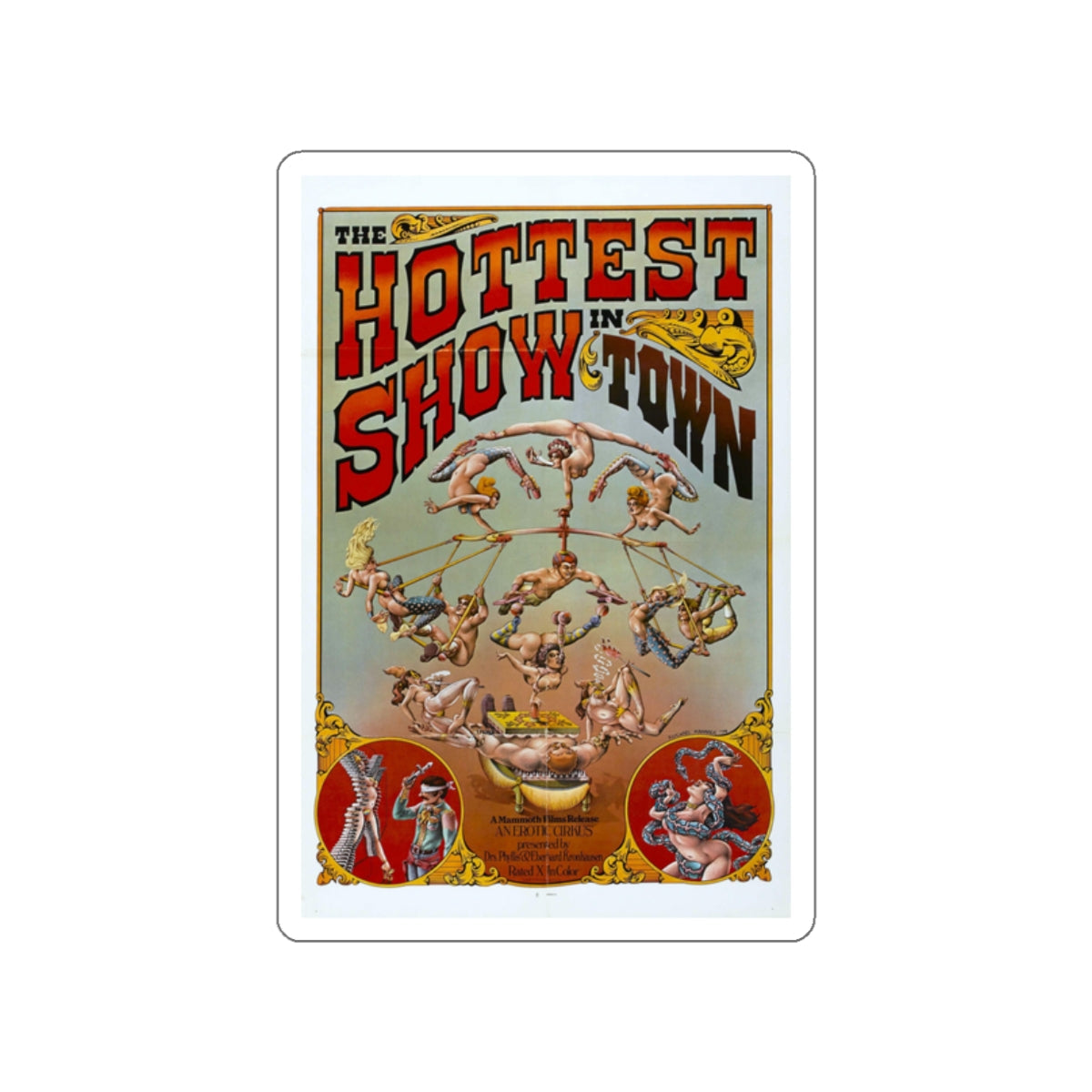 THE HOTTEST SHOW IN TOWN 1974 Movie Poster STICKER Vinyl Die-Cut Decal-White-The Sticker Space