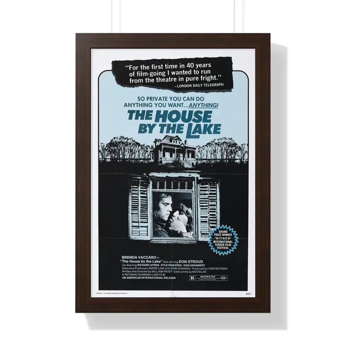 THE HOUSE BY THE LAKE 1976 - Framed Movie Poster 16″ x 24″ Walnut - The Sticker Space