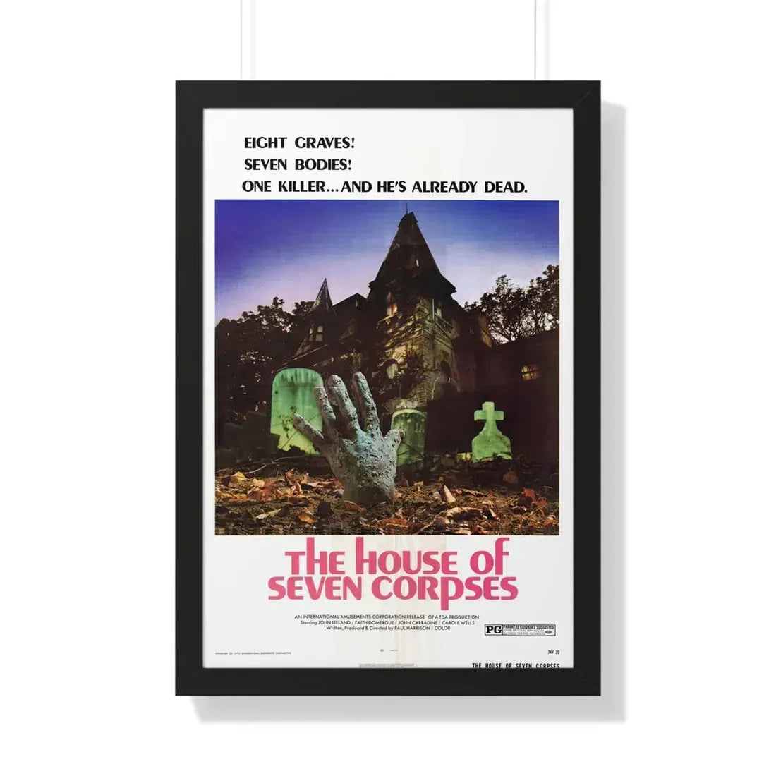 THE HOUSE OF SEVEN CORPSES 1974 - Framed Movie Poster 20" x 30" Black - The Sticker Space