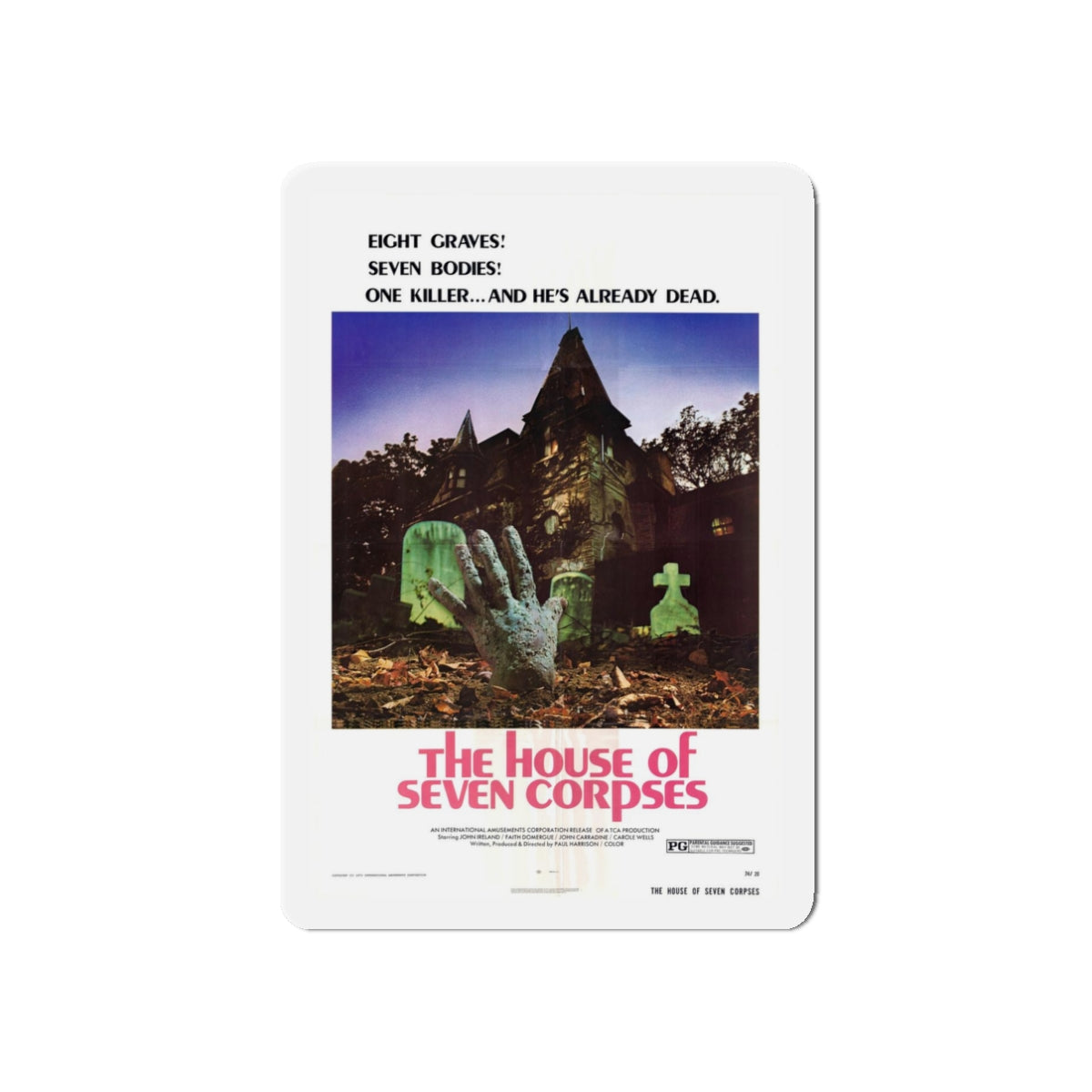 THE HOUSE OF SEVEN CORPSES 1974 Movie Poster - Refrigerator Magnet-3" x 3"-The Sticker Space