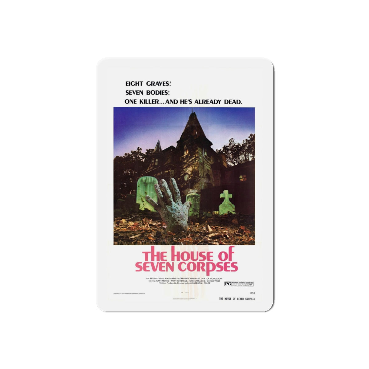 THE HOUSE OF SEVEN CORPSES 1974 Movie Poster - Refrigerator Magnet-4" x 4"-The Sticker Space