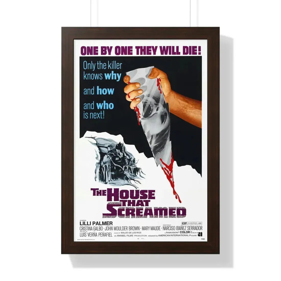 THE HOUSE THAT SCREAMED 1969 - Framed Movie Poster 16″ x 24″ Walnut - The Sticker Space