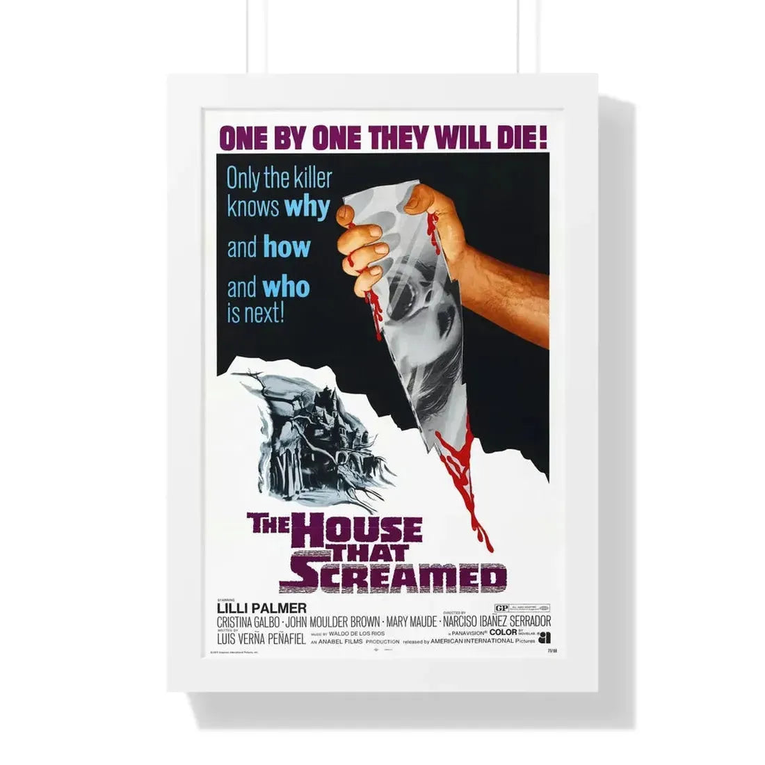 THE HOUSE THAT SCREAMED 1969 - Framed Movie Poster 16″ x 24″ White - The Sticker Space