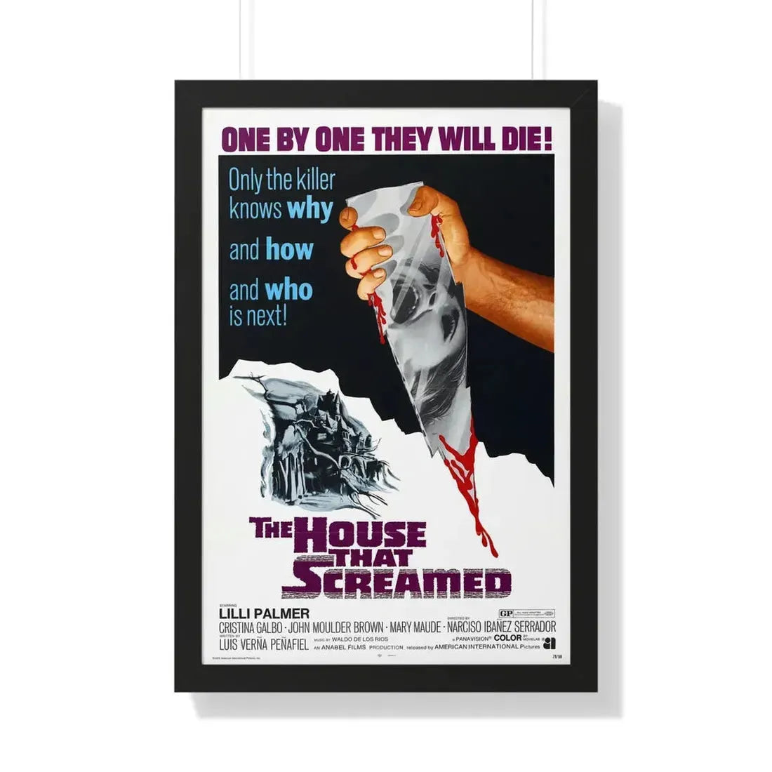 THE HOUSE THAT SCREAMED 1969 - Framed Movie Poster 20" x 30" Black - The Sticker Space