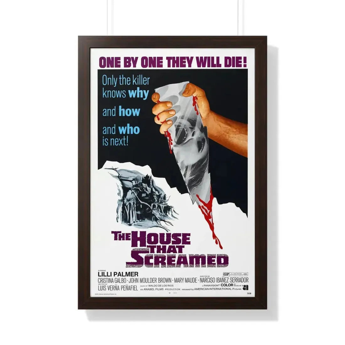THE HOUSE THAT SCREAMED 1969 - Framed Movie Poster 20" x 30" Walnut - The Sticker Space