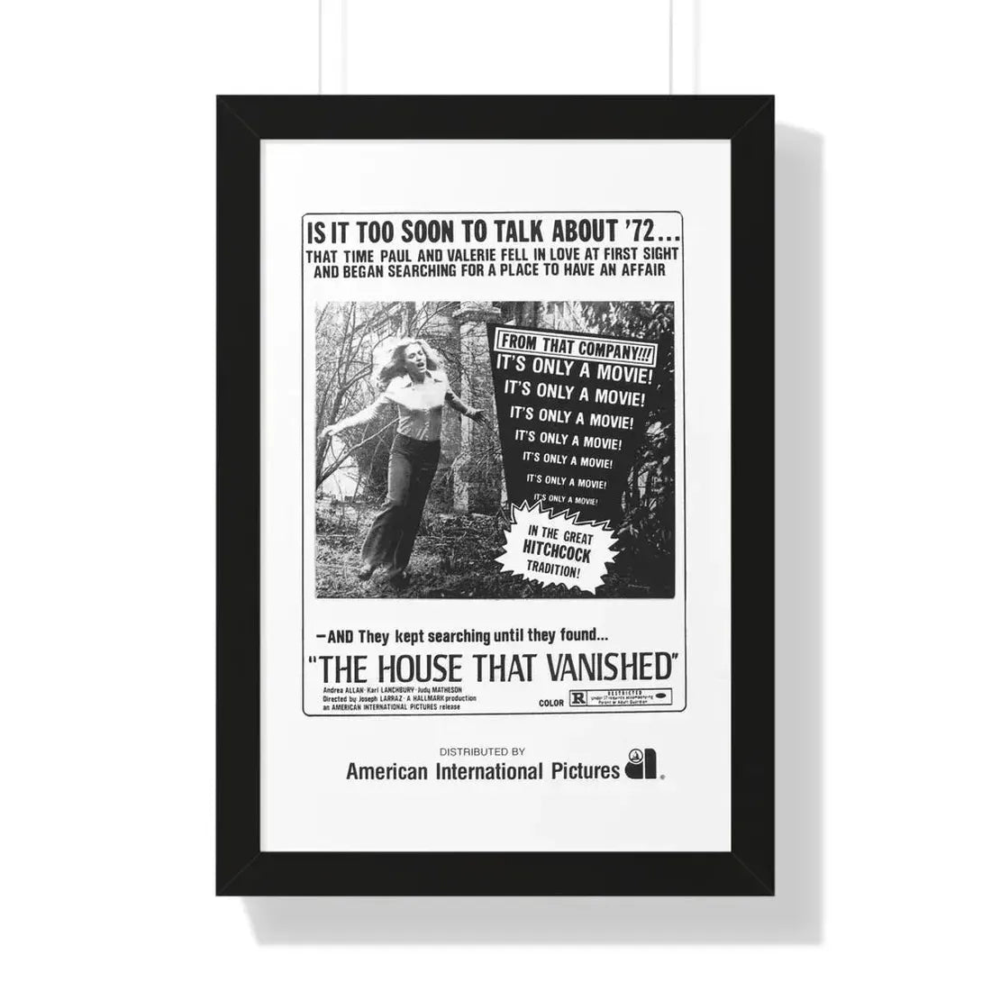 THE HOUSE THAT VANISHED 1973 - Framed Movie Poster 16″ x 24″ Black - The Sticker Space