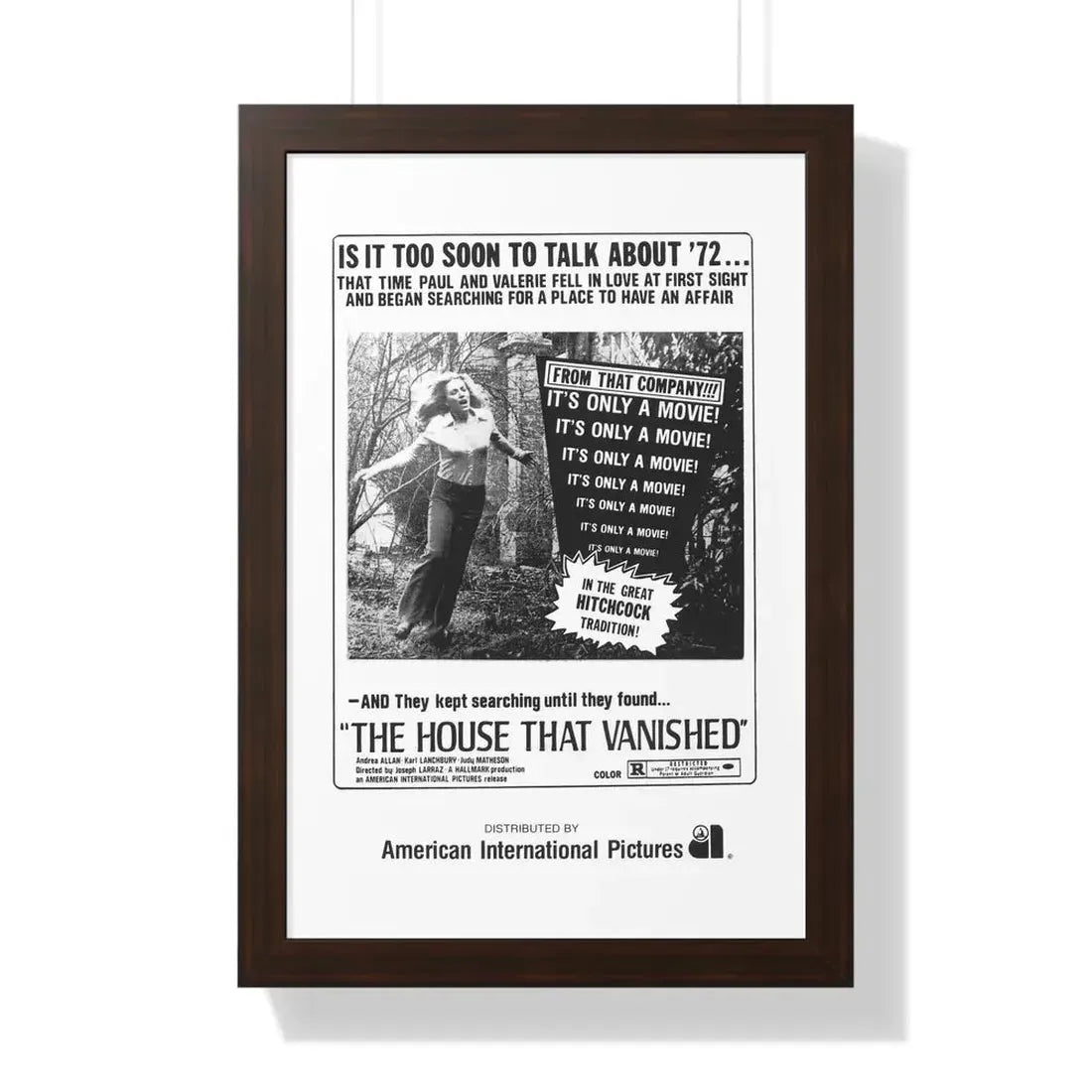 THE HOUSE THAT VANISHED 1973 - Framed Movie Poster 16″ x 24″ Walnut - The Sticker Space