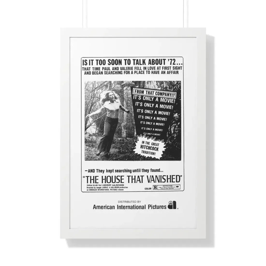 THE HOUSE THAT VANISHED 1973 - Framed Movie Poster 20" x 30" White - The Sticker Space