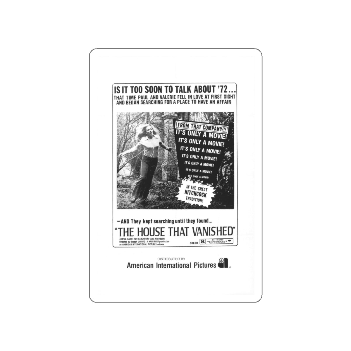 THE HOUSE THAT VANISHED 1973 Movie Poster STICKER Vinyl Die-Cut Decal-White-The Sticker Space