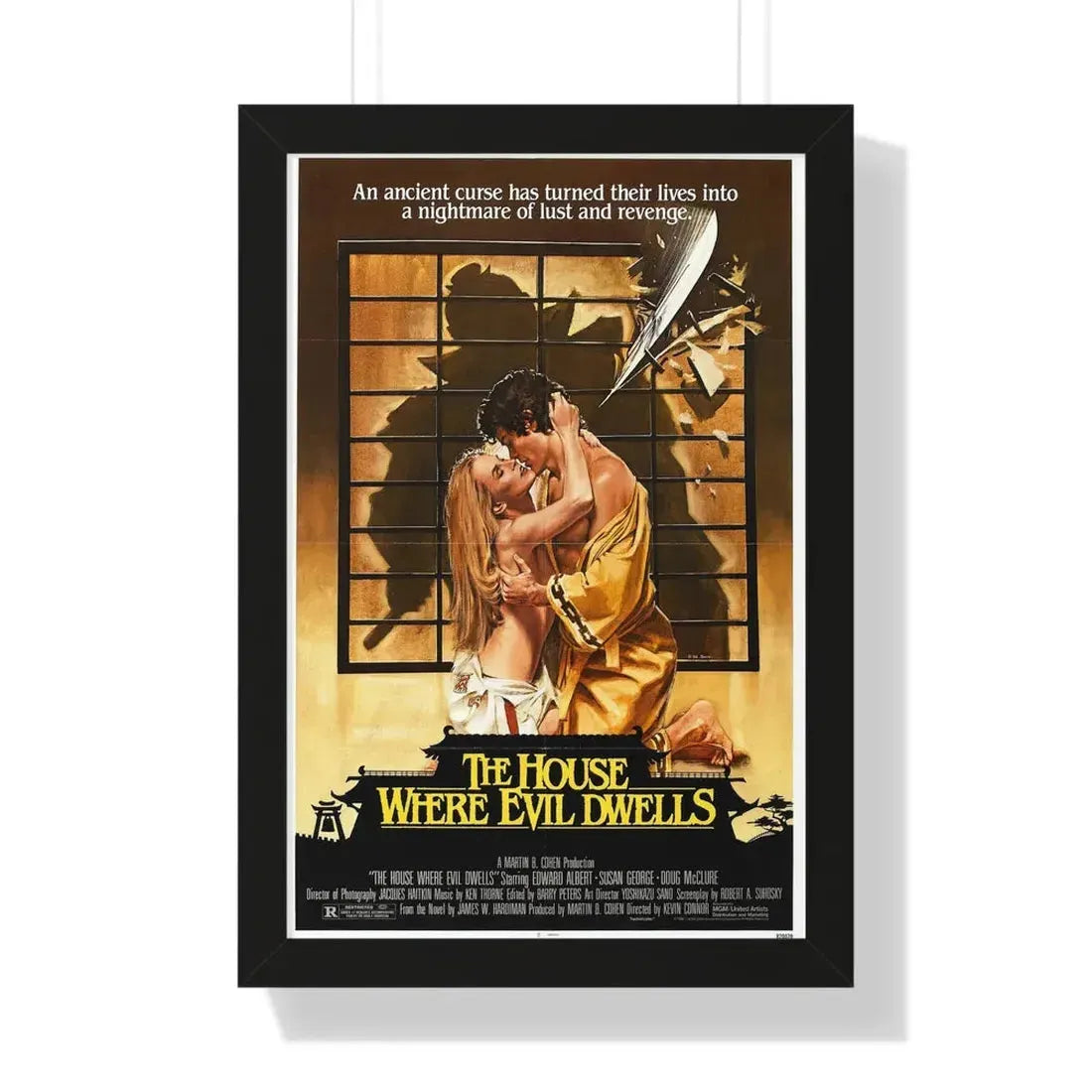 THE HOUSE WHERE EVIL DWELLS 1982 - Framed Movie Poster 16″ x 24″ Black - The Sticker Space