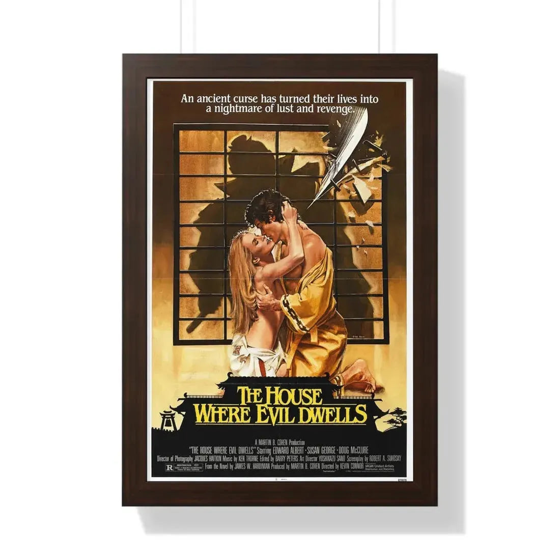 THE HOUSE WHERE EVIL DWELLS 1982 - Framed Movie Poster 16″ x 24″ Walnut - The Sticker Space