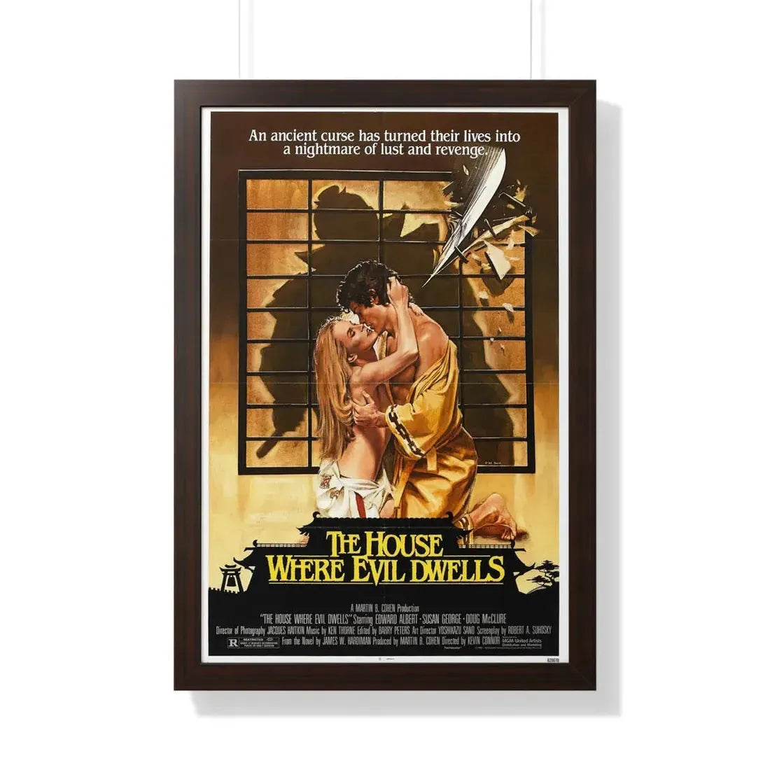 THE HOUSE WHERE EVIL DWELLS 1982 - Framed Movie Poster 20" x 30" Walnut - The Sticker Space