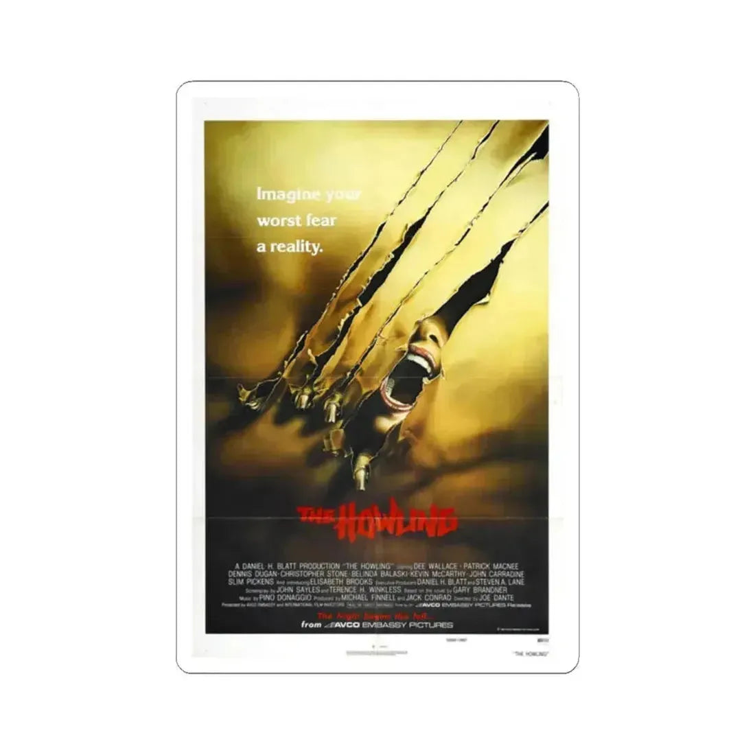 THE HOWLING 1981 Movie Poster - STICKER Vinyl Kiss-Cut Decal 2 Inch White - The Sticker Space