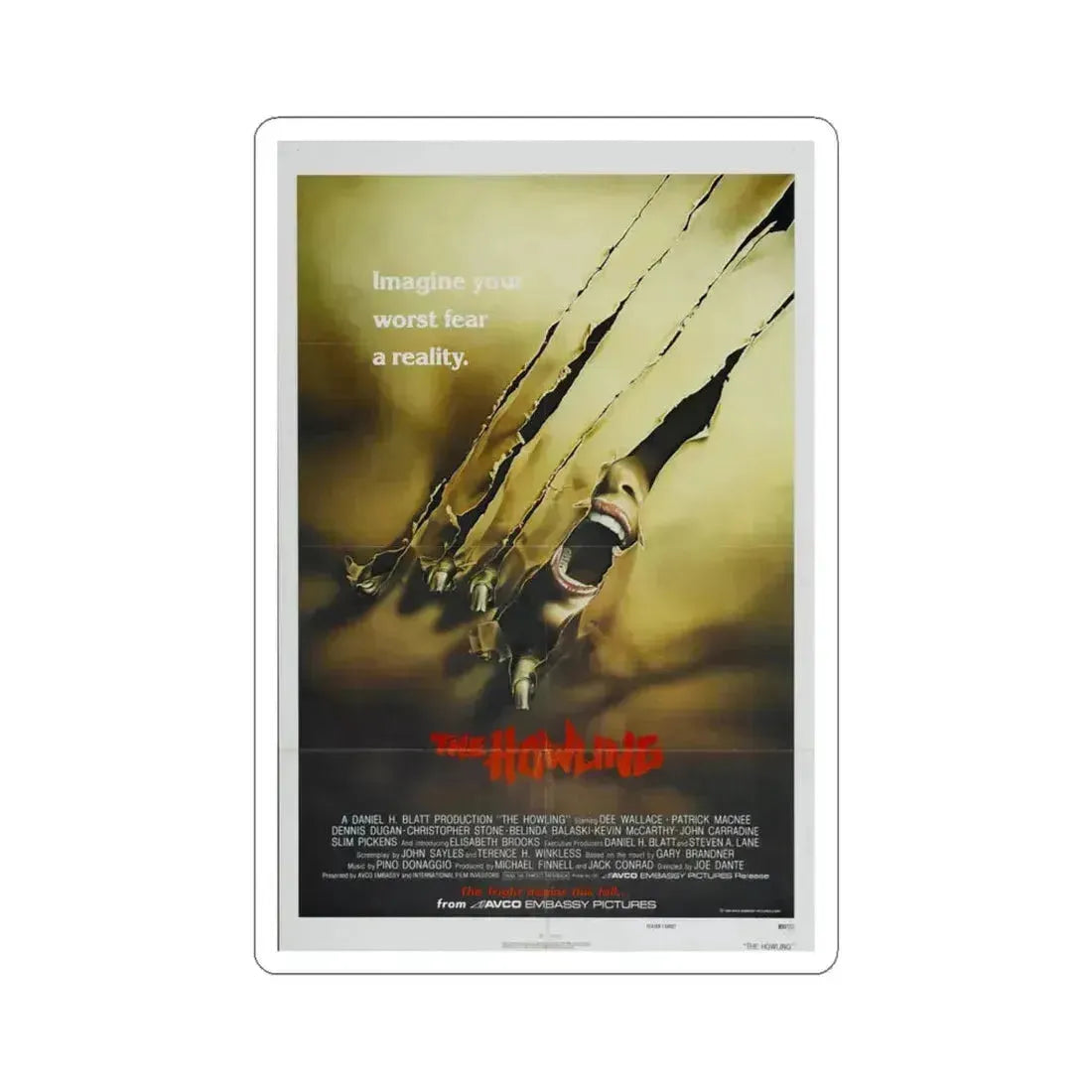 The Howling 1981 Movie Poster - STICKER Vinyl Kiss-Cut Decal 6 Inch White - The Sticker Space