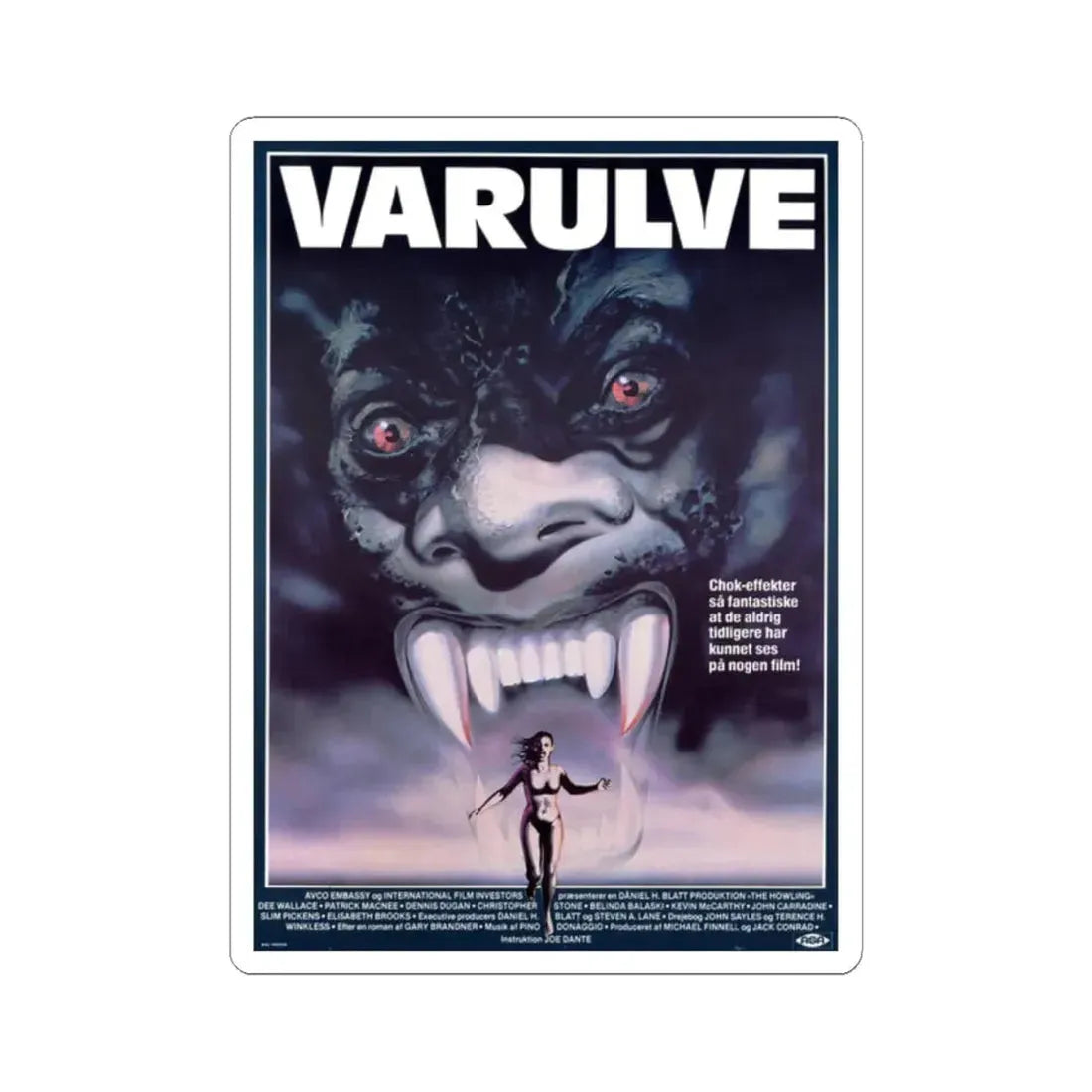 THE HOWLING (DANISH) 1981 Movie Poster - STICKER Vinyl Kiss-Cut Decal 2 Inch White - The Sticker Space