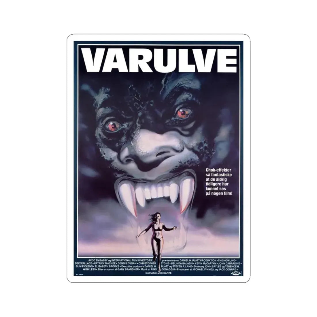 THE HOWLING (DANISH) 1981 Movie Poster - STICKER Vinyl Kiss-Cut Decal 3 Inch White - The Sticker Space