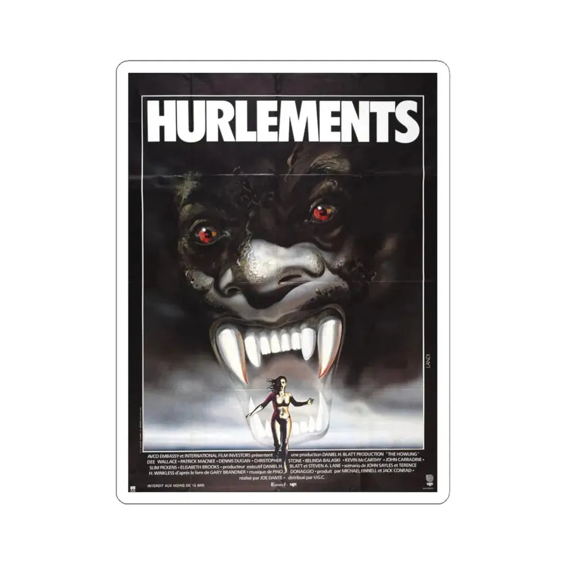 THE HOWLING (FRENCH) 1981 Movie Poster - STICKER Vinyl Kiss-Cut Decal 3 Inch White - The Sticker Space