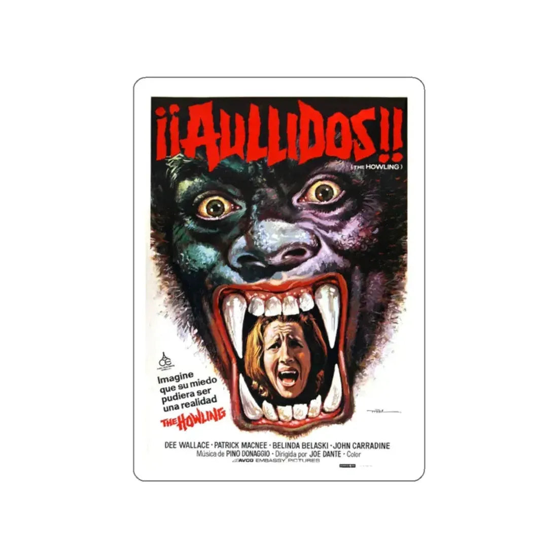 THE HOWLING (SPANISH) 1981 Movie Poster STICKER Vinyl Die-Cut Decal 2 Inch - The Sticker Space