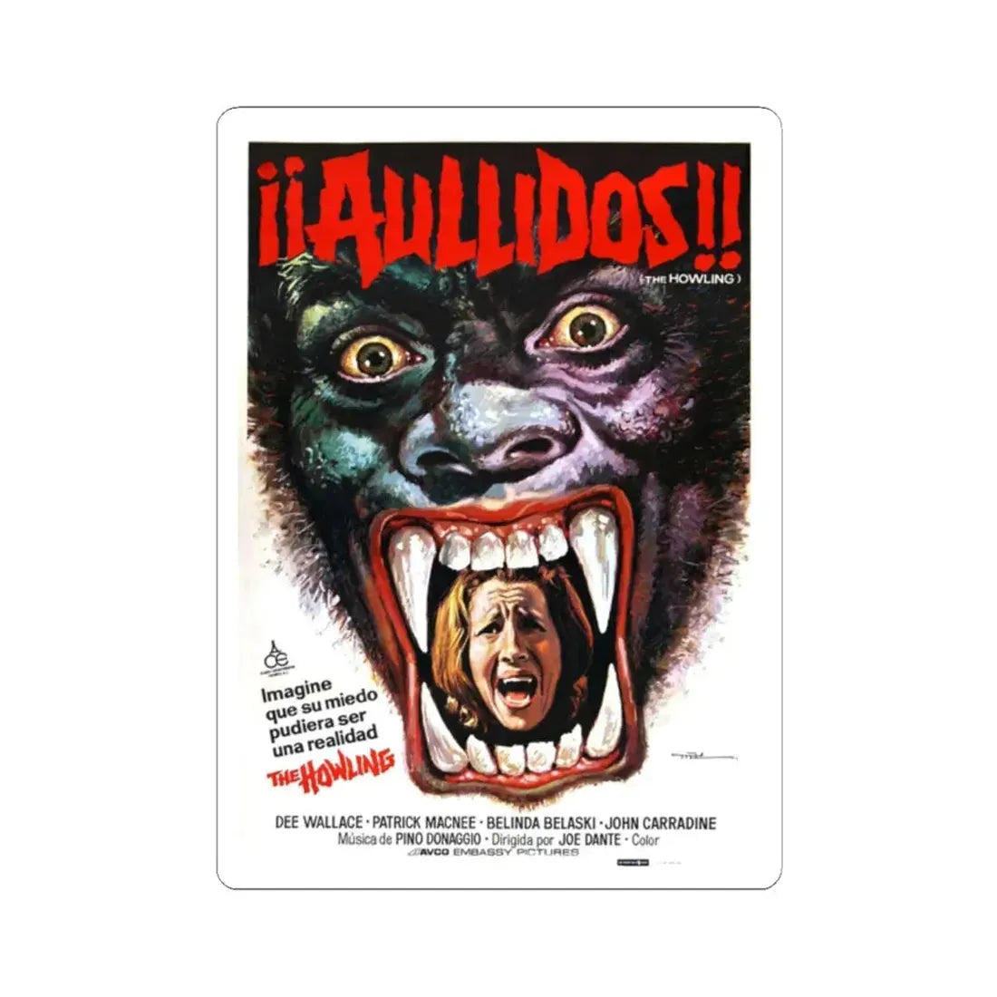 THE HOWLING (SPANISH) 1981 Movie Poster - STICKER Vinyl Kiss-Cut Decal 2 Inch White - The Sticker Space