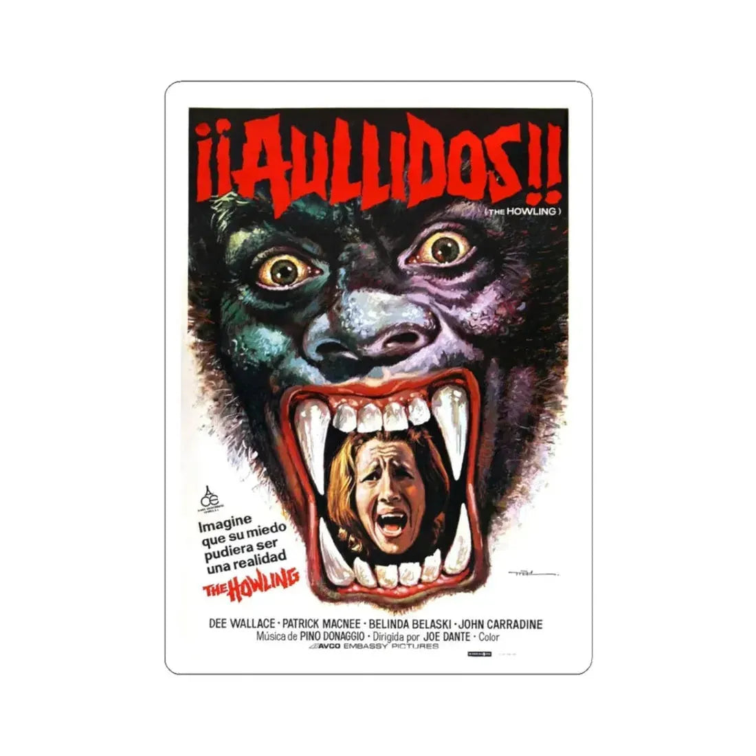 THE HOWLING (SPANISH) 1981 Movie Poster - STICKER Vinyl Kiss-Cut Decal 3 Inch White - The Sticker Space
