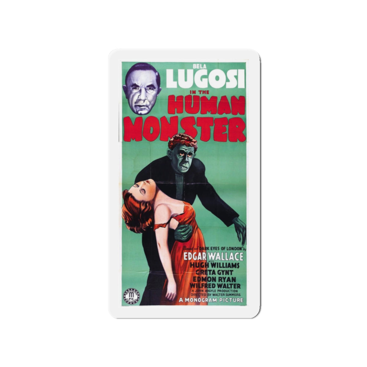 THE HUMAN MONSTER 1939 Movie Poster - Refrigerator Magnet-2" x 2"-The Sticker Space