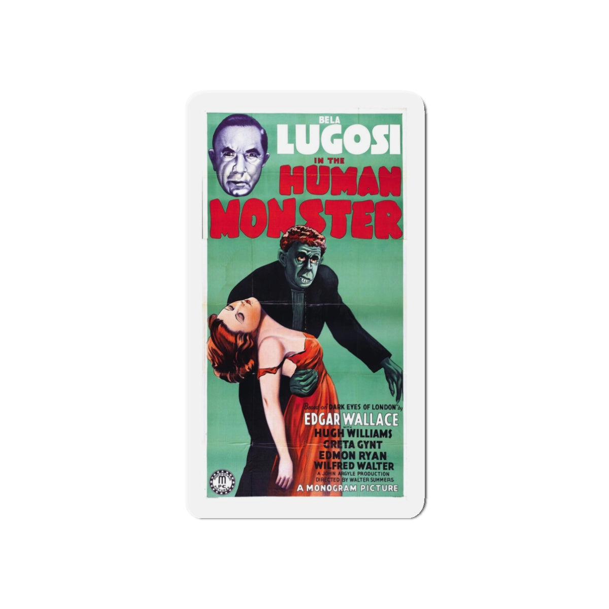 THE HUMAN MONSTER 1939 Movie Poster - Refrigerator Magnet-3" x 3"-The Sticker Space