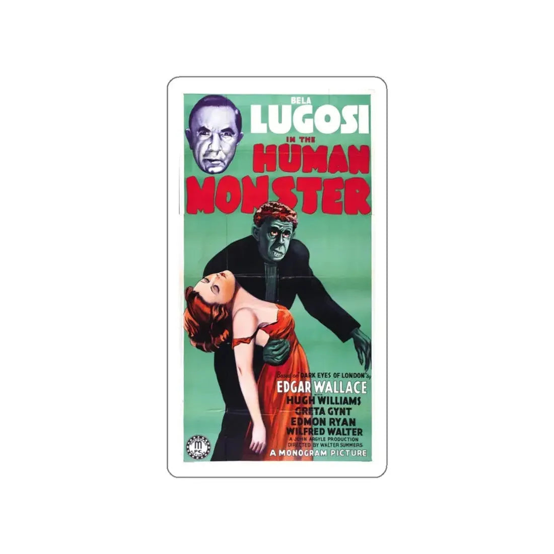 THE HUMAN MONSTER 1939 Movie Poster STICKER Vinyl Die-Cut Decal 3 Inch - The Sticker Space