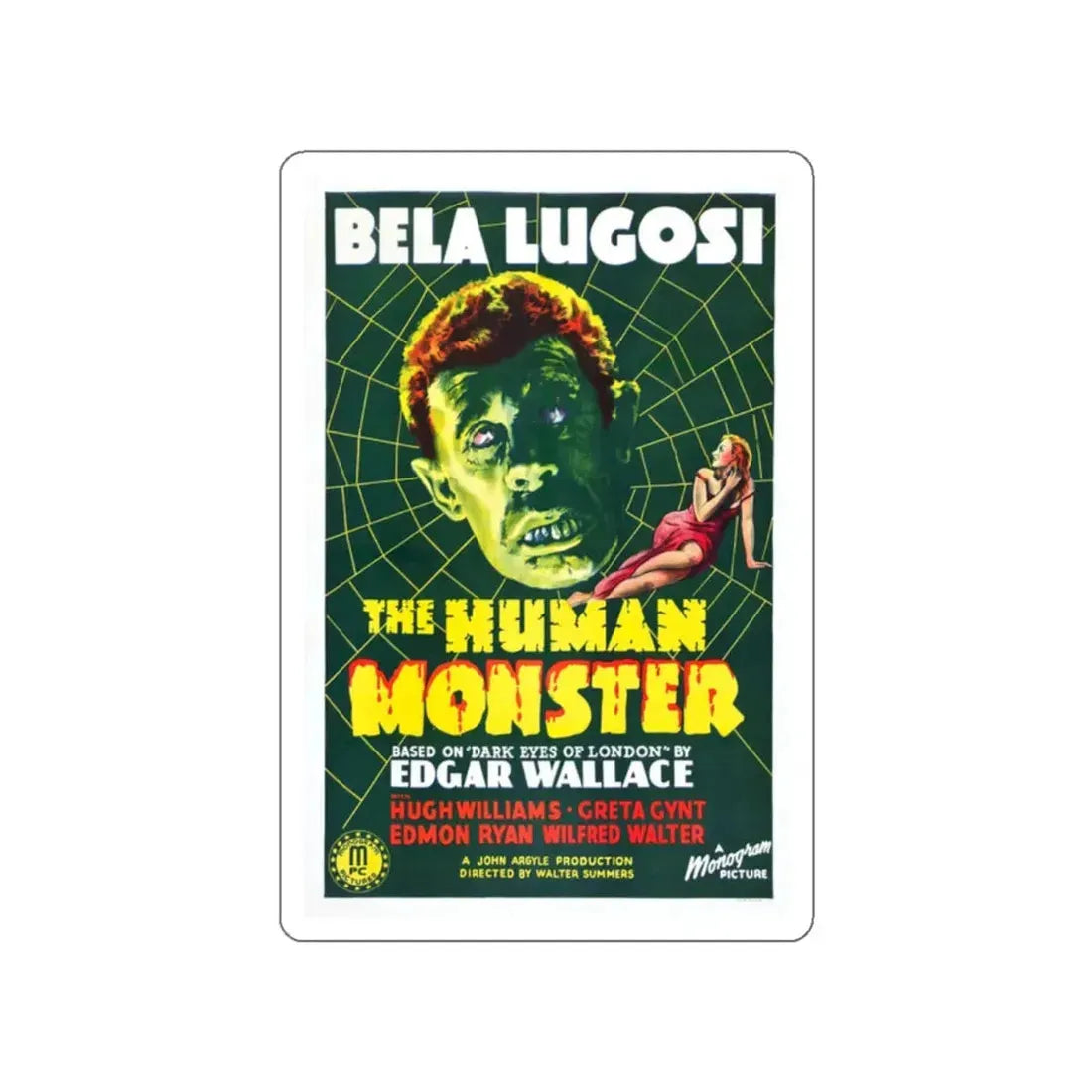 THE HUMAN MONSTER (2) 1939 Movie Poster STICKER Vinyl Die-Cut Decal 2 Inch - The Sticker Space