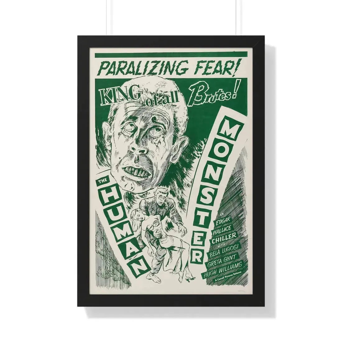 THE HUMAN MONSTER (3) 1939 - Framed Movie Poster 20" x 30" Black - The Sticker Space