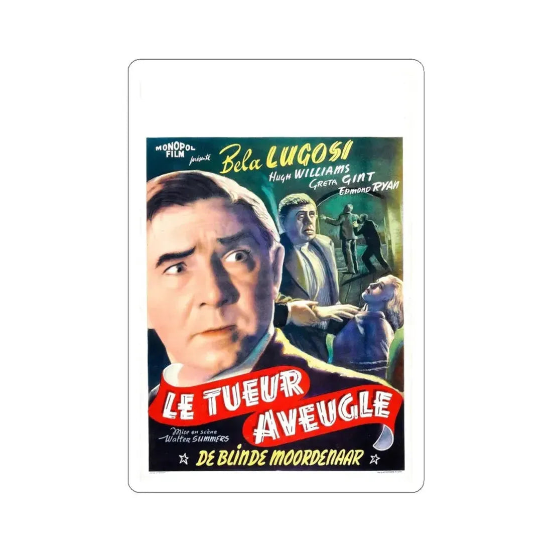 THE HUMAN MONSTER (BELGIAN) 1939 Movie Poster - STICKER Vinyl Kiss-Cut Decal 4 Inch White - The Sticker Space