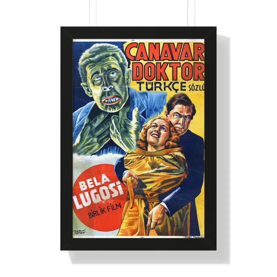 THE HUMAN MONSTER (TURKEY) 1939 - Framed Movie Poster 16″ x 24″ Black - The Sticker Space