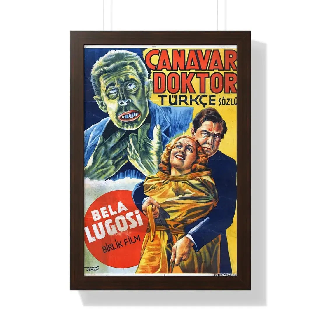 THE HUMAN MONSTER (TURKEY) 1939 - Framed Movie Poster 16″ x 24″ Walnut - The Sticker Space