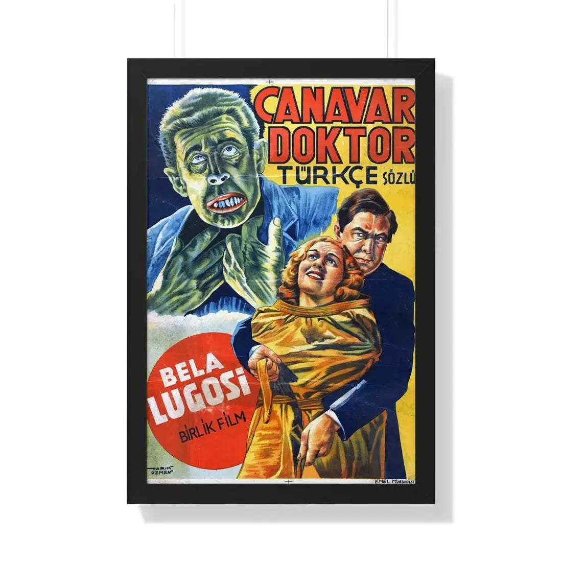 THE HUMAN MONSTER (TURKEY) 1939 - Framed Movie Poster 20" x 30" Black - The Sticker Space