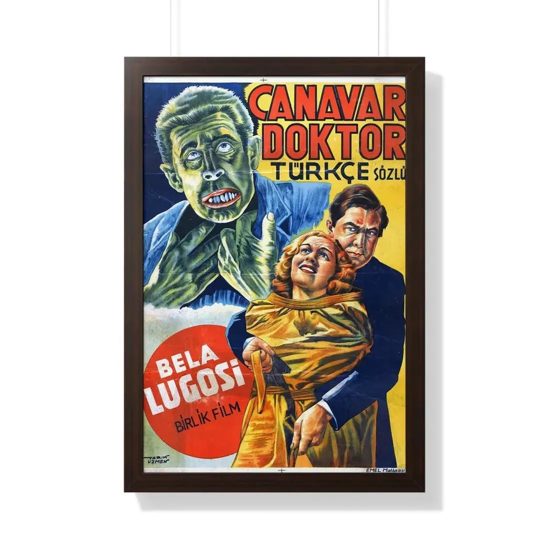 THE HUMAN MONSTER (TURKEY) 1939 - Framed Movie Poster 20" x 30" Walnut - The Sticker Space